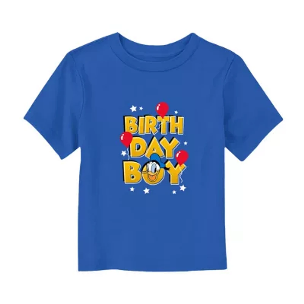 Disney Collection Toddler Boys Crew Neck Short Sleeve Regular Fit Donald Duck Mickey and Friends Graphic T-Shirt