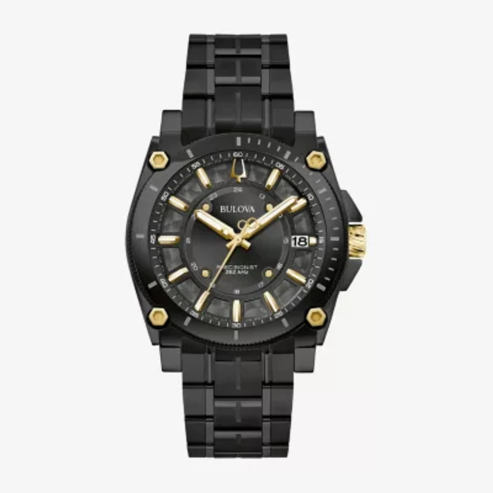 Bulova Luxury Icon Mens Black Stainless Steel Bracelet Watch 98b408