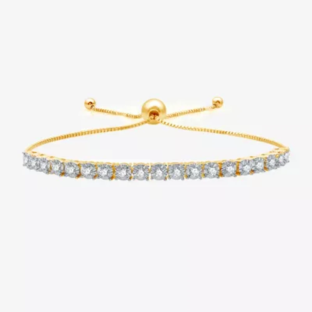 (G/ Si1-Si2) Womens 1 CT. T.W. Lab Grown Diamond 14K Gold Over Silver Sterling Silver Bolo Bracelet