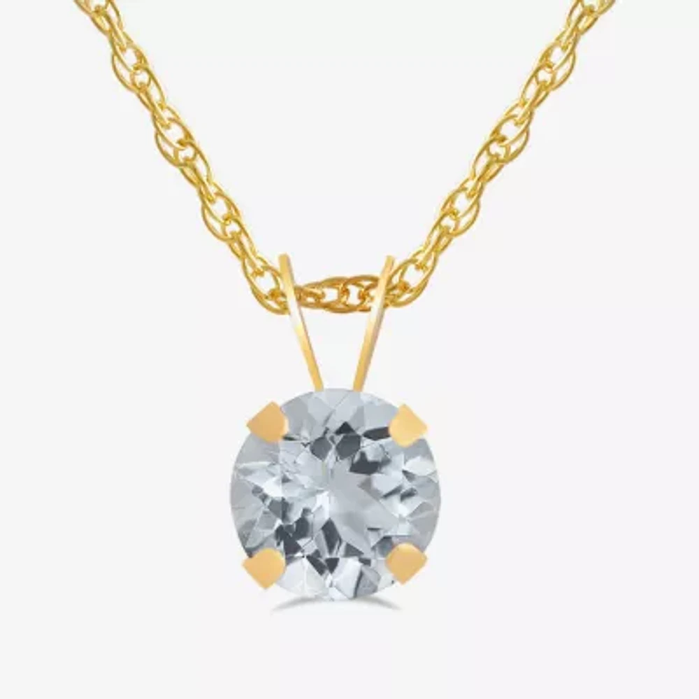 Womens Gemstone 10K Gold 6MM Round Pendant Necklace