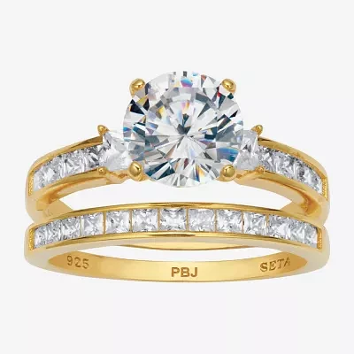 Diamonart Womens 3 1/4 CT. T.W. Cubic Zirconia 14K Gold Over Silver Round Bridal Set