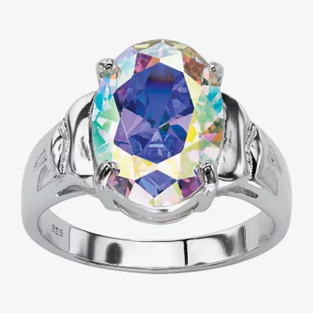 Diamonart Womens 5 3/4 CT. T.W. Cubic Zirconia Sterling Silver Oval Cocktail Ring