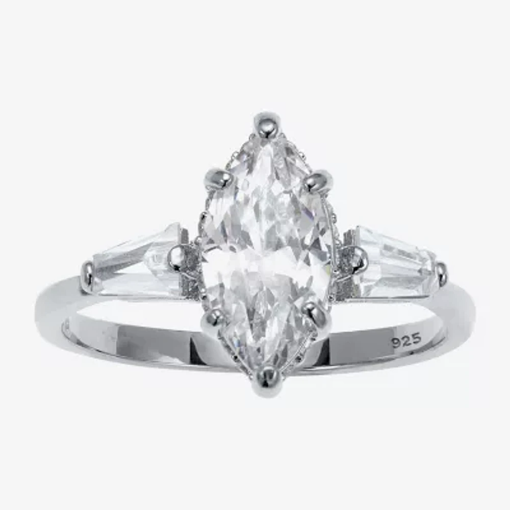 Diamonart Womens 3 CT. T.W. Cubic Zirconia Platinum Over Silver Diamond Engagement Ring