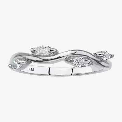 Diamonart Womens 2MM 3/8 CT. T.W. Cubic Zirconia Sterling Silver Diamond Band
