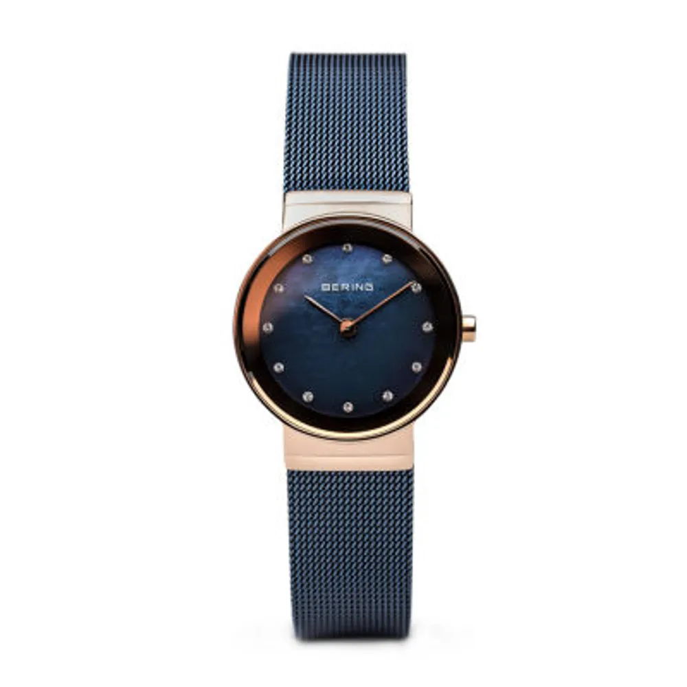 Bering Womens Blue Stainless Steel Bracelet Watch
