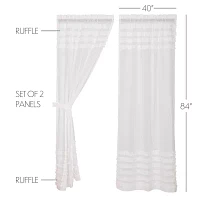 Vhc Brands Ruffle Sheer Petti Rod Pocket Embellished Sheer Set of 2 Curtain Panel