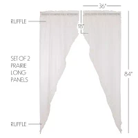 Vhc Brands Ruffle Sheer Petti Prairie Rod Pocket Embellished Sheer Set of 2 Curtain Panel