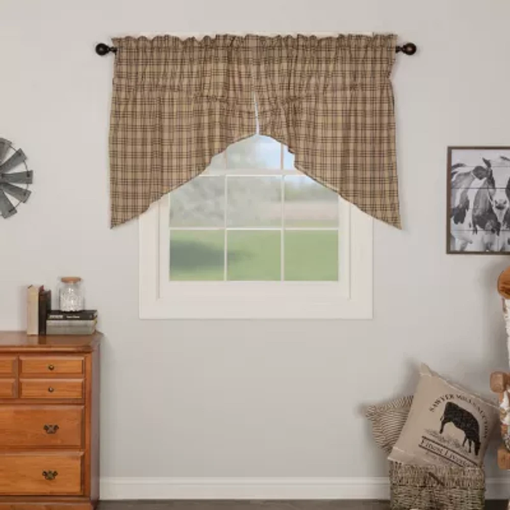 Vhc Brands Sawyer Plaid Prairie Swag Rod Pocket Tailored Valance