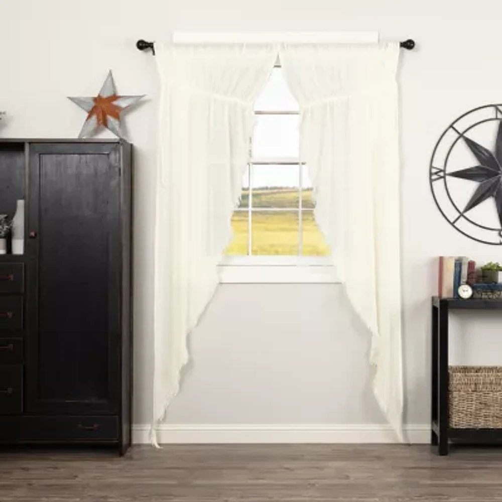 Vhc Brands Tobacco Cloth Prairie Rod Pocket Sheer Set of 2 Curtain Panel