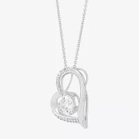 Diamonart Womens White Cubic Zirconia Sterling Silver Heart 18 Inch Pendant Necklace