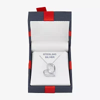 Diamonart Womens White Cubic Zirconia Sterling Silver Heart 18 Inch Pendant Necklace