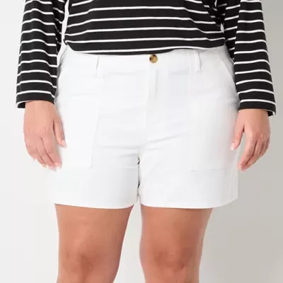 a.n.a Womens Mid Rise 6" Utility Twill Short-Plus