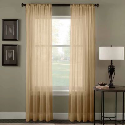 CHF Trinity Crinkle Voile Rod Pocket Sheer Single Curtain Panel