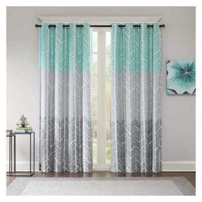 Intelligent Design Kennedy Geometric 50"W X 84"L Grommet Top 100% Blackout Single Curtain Panel