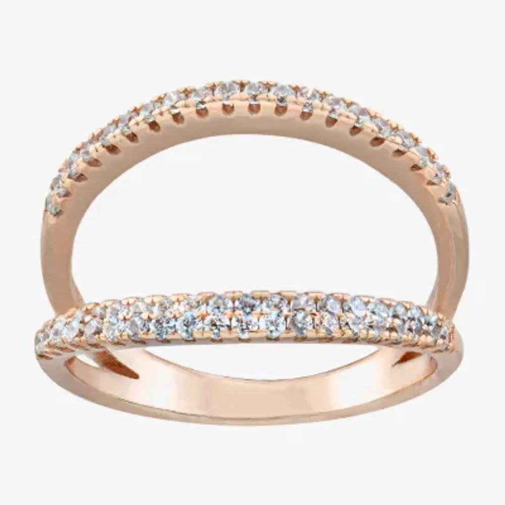 Silver Treasures Womens Cubic Zirconia 14K Rose Gold Over Band