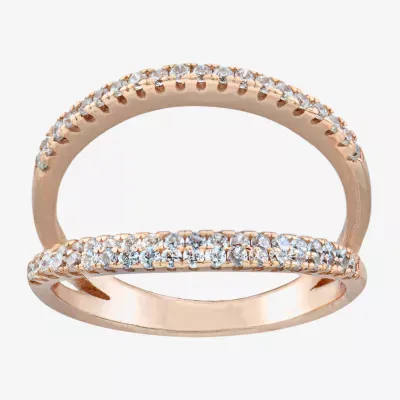 Silver Treasures Womens Cubic Zirconia 14K Rose Gold Over Band