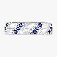 Mens Lab Created Blue Sapphire Sterling Silver Fashion Ring