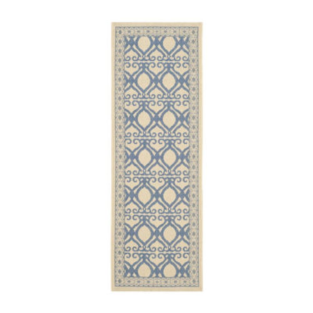 Safavieh Courtyard Collection Desi Geometric Indoor/Outdoor Runner Rug