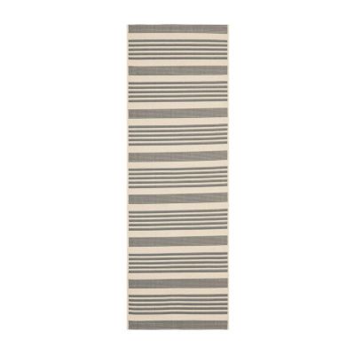Safavieh Courtyard Collection Santos Stripe Indoor/Outdoor Runner Rug