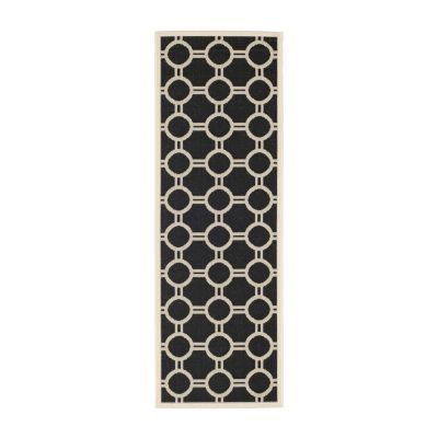 Safavieh Courtyard Collection Shag Geometric Indoor/Outdoor Runner Rug