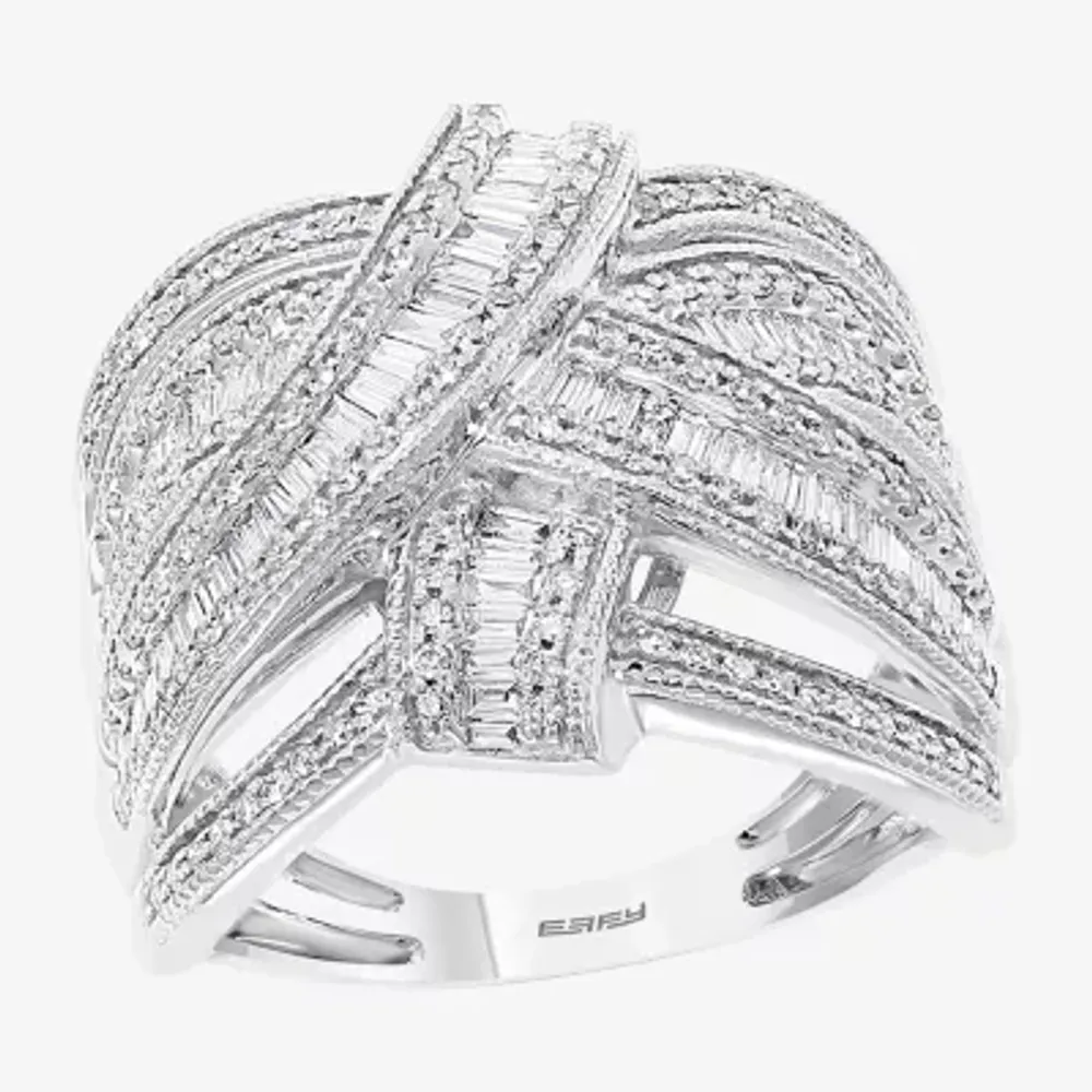 Effy Womens 7/8 CT. T.W. Natural Diamond 14K White Gold Crossover Band