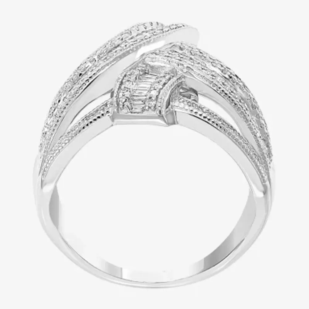 Effy Womens 7/8 CT. T.W. Natural Diamond 14K White Gold Crossover Band