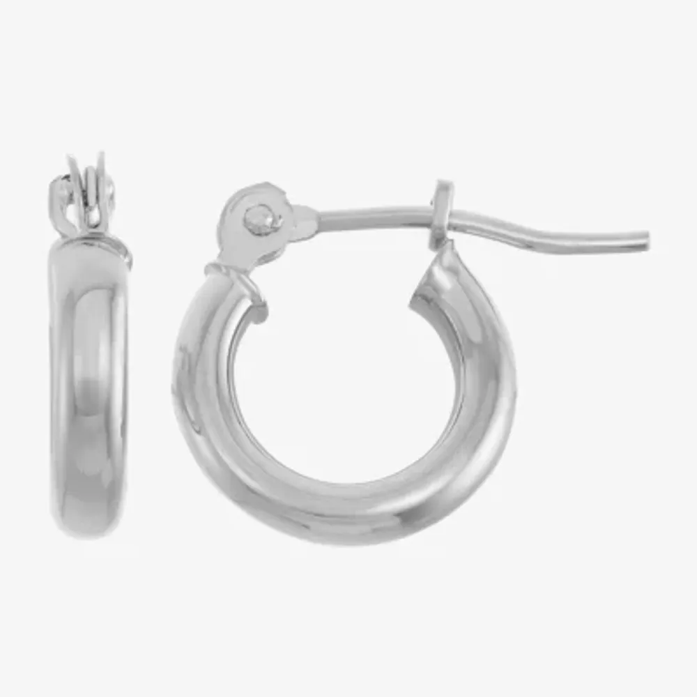 Womens 10K White Gold 10mm Hoop Earrings