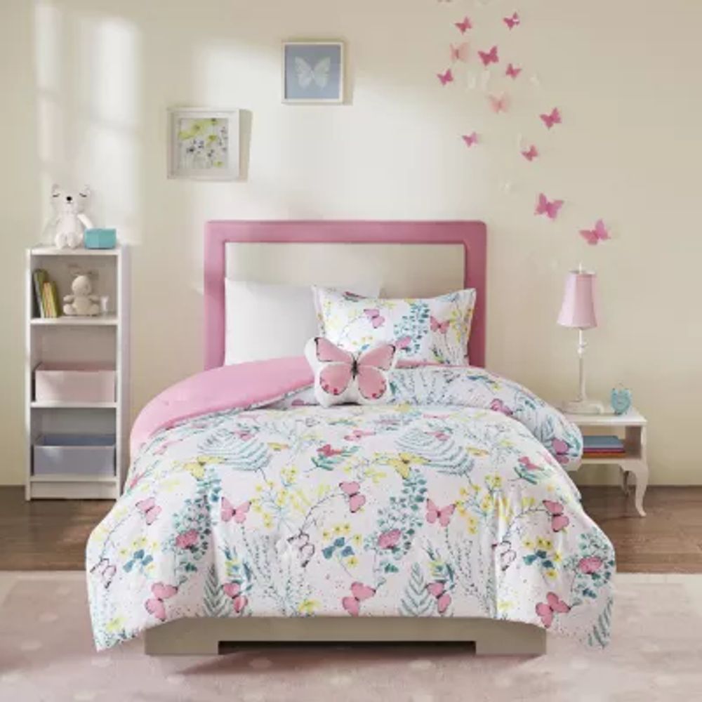 Mi Zone Kids Caroline Butterfly Comforter Set with Sham and Decorative Pillow