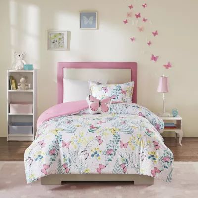 Mi Zone Kids Caroline Butterfly Comforter Set with Sham and Decorative Pillow