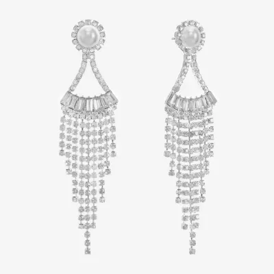 Monet Jewelry Timeless Tassel Womens Simulated Pearl Chandelier Earrings