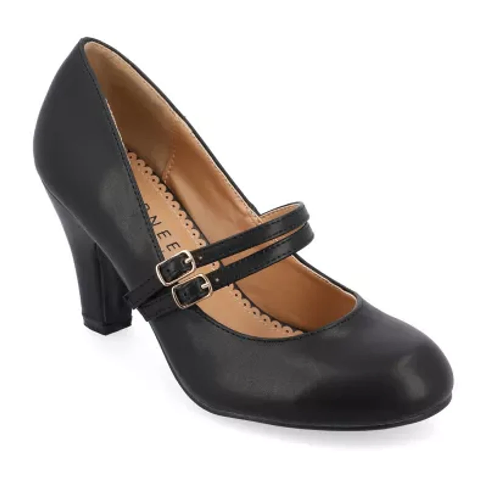 Journee Collection Windy Womens Round Closed Toe Cone Heel Pumps