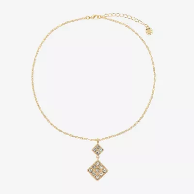 Monet Jewelry Womens Orange Glass 17 Inch Pendant Necklace