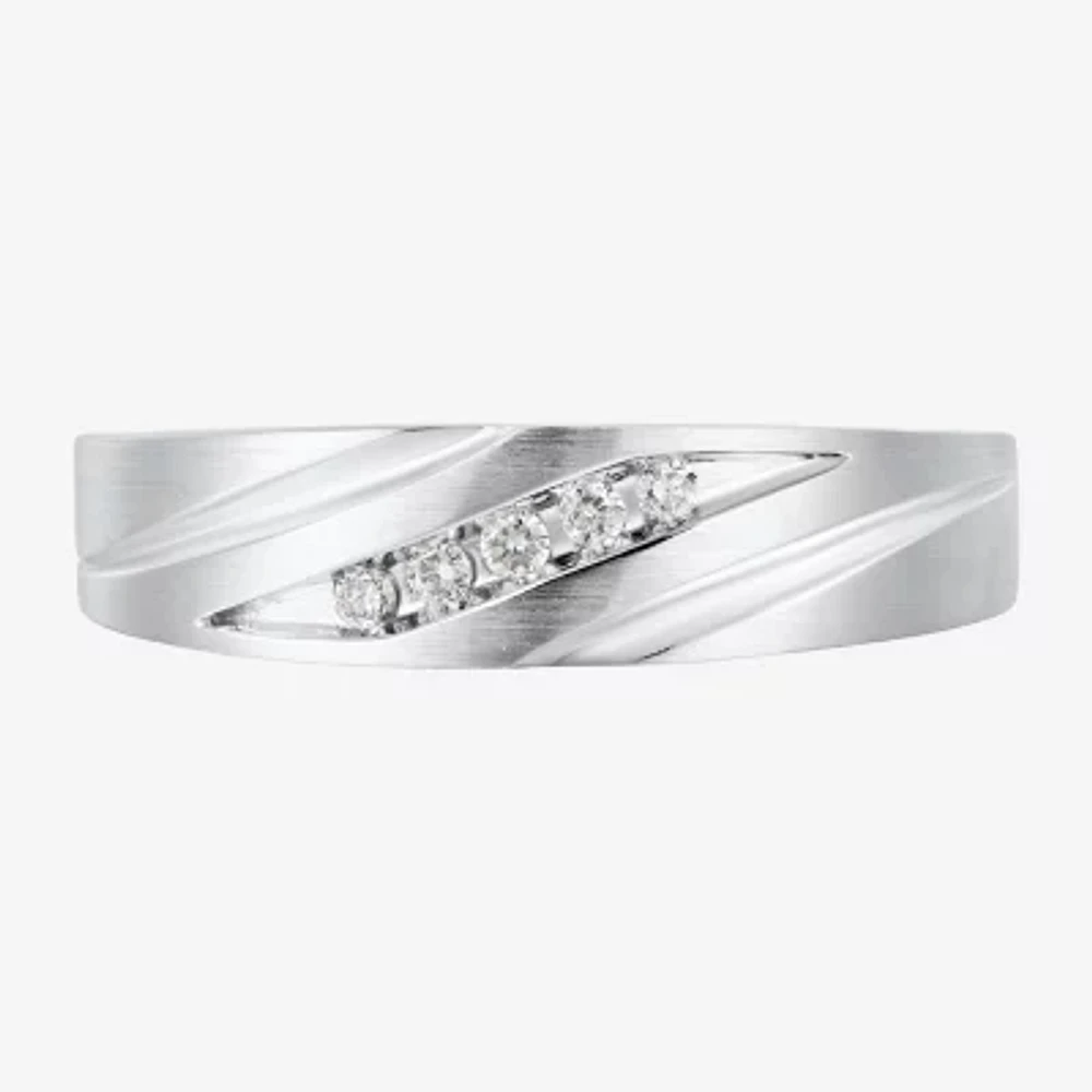 Mens 1/10 CT. T.W. Natural White Diamond 10K Gold Wedding Band