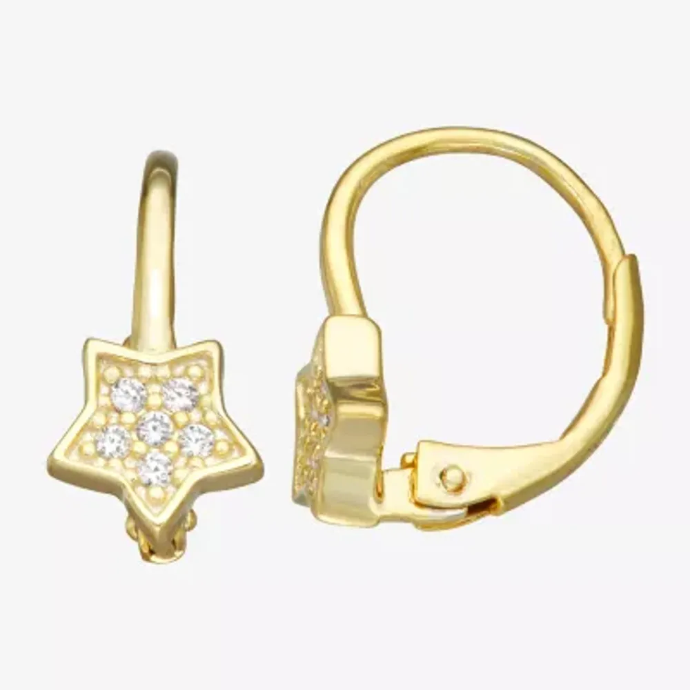 Girls 1/6 CT. Cubic Zirconia 14K Gold Over Silver 15.5mm Hoop Earrings