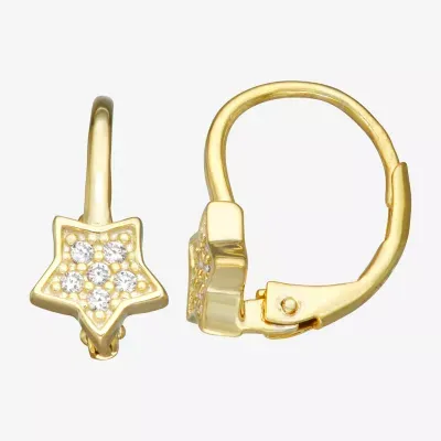 Girls 1/6 CT. Cubic Zirconia 14K Gold Over Silver 15.5mm Hoop Earrings