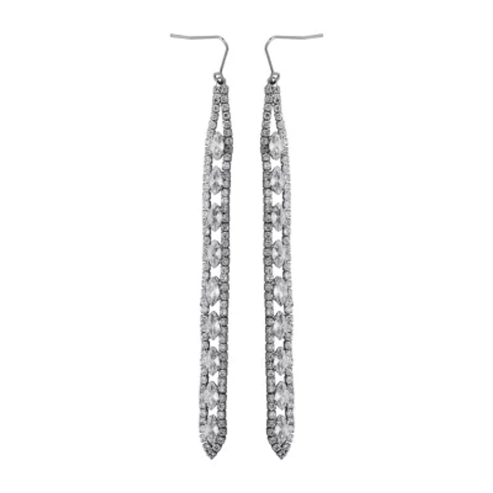Sparkle Allure Pure Silver Over Bronze Womens Cubic Zirconia Pure Silver Over Bronze Drop Earrings