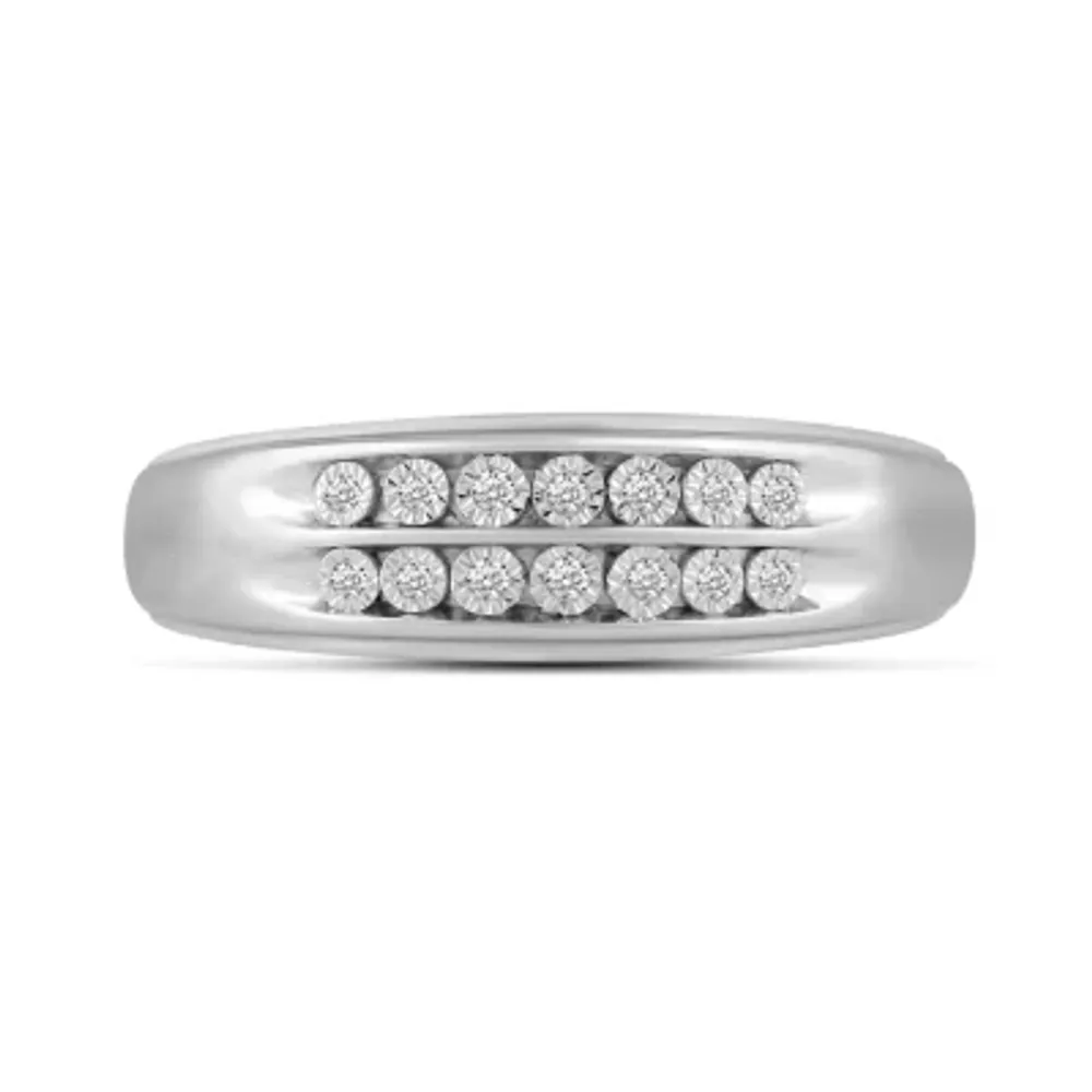 Mens 1/8 CT. T.W. Natural Diamond 10K White Gold Wedding Band