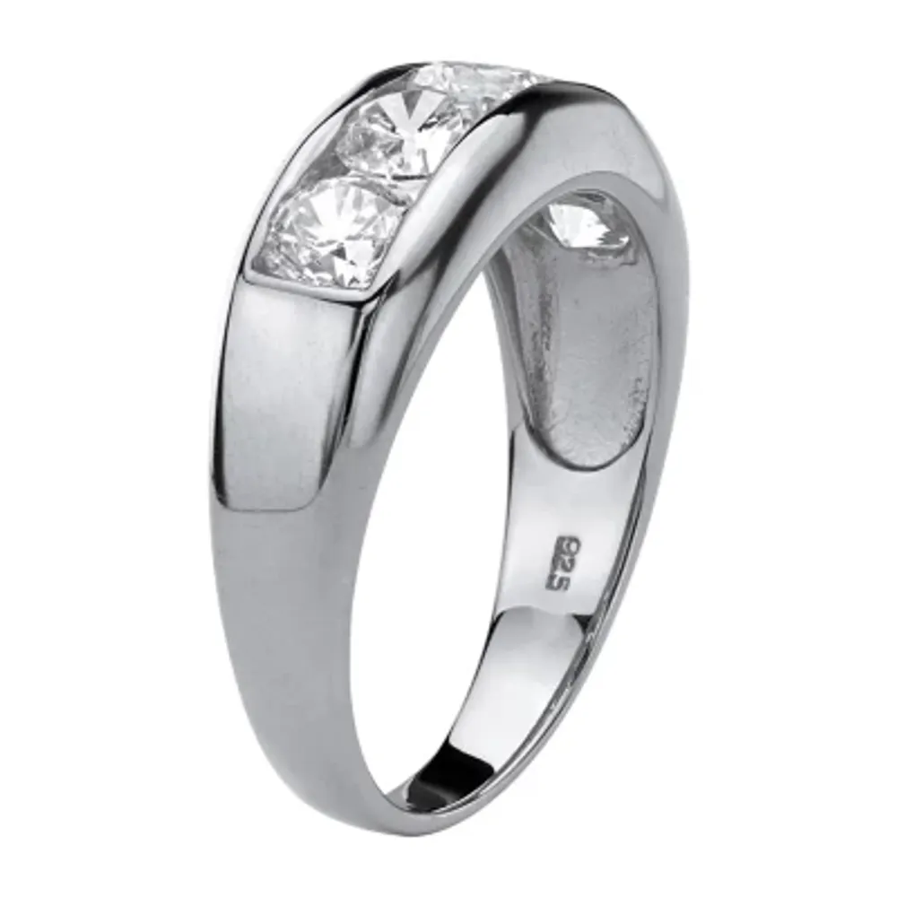DiamonArt® 2.5MM 2 1/2 CT. T.W. White Cubic Zirconia Platinum Over Silver Band