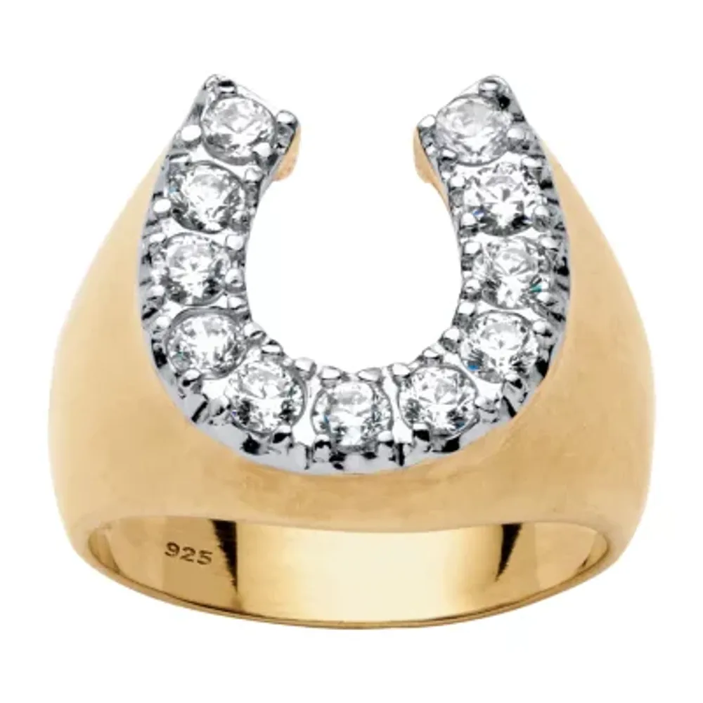 DiamonArt® Mens 1 1/10 CT. T.W. White Cubic Zirconia 18K Gold Over Silver Fashion Ring