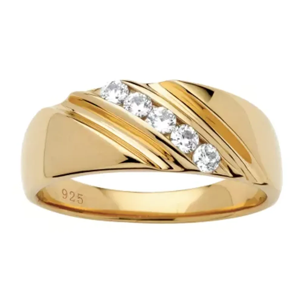 DiamonArt® 2MM 1/2 CT. T.W. White Cubic Zirconia 18K Gold Over Silver Band