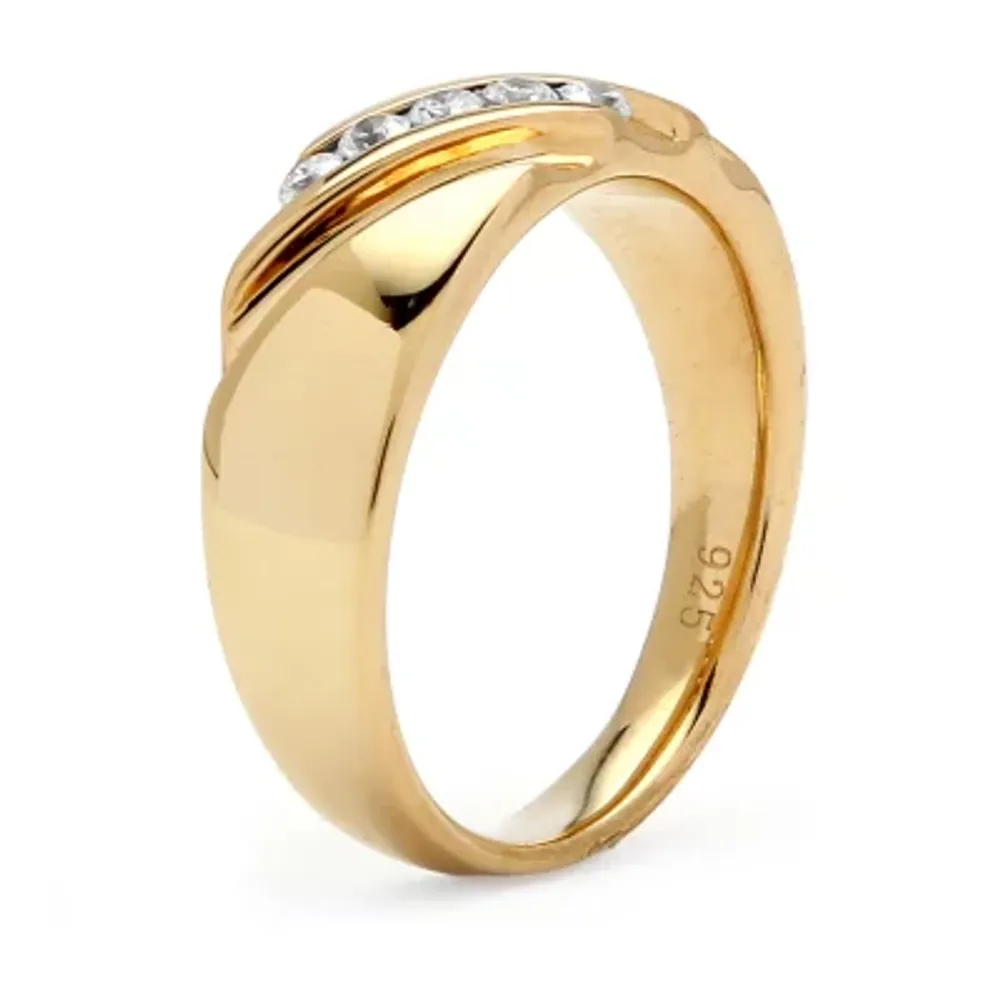 DiamonArt® 2MM 1/2 CT. T.W. White Cubic Zirconia 18K Gold Over Silver Band