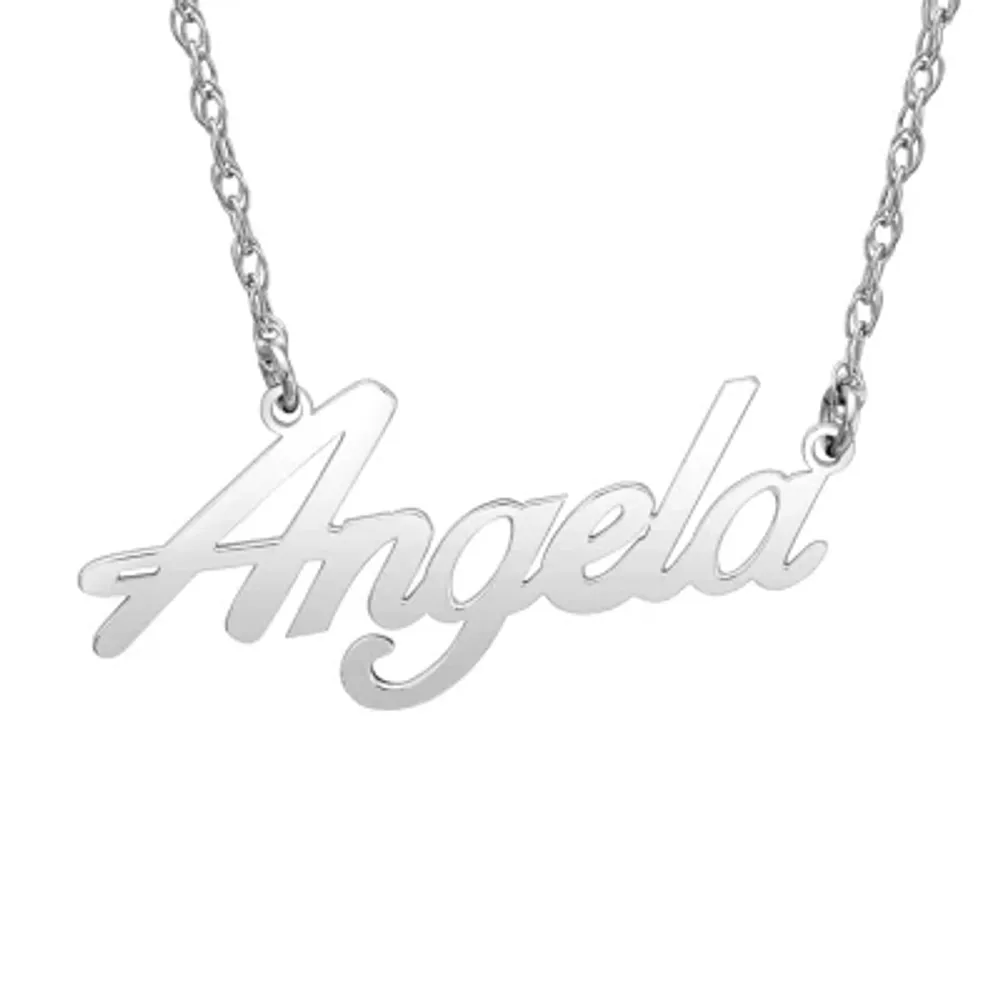 Personalized Womens 10K White Gold 18 Inch Name Necklace