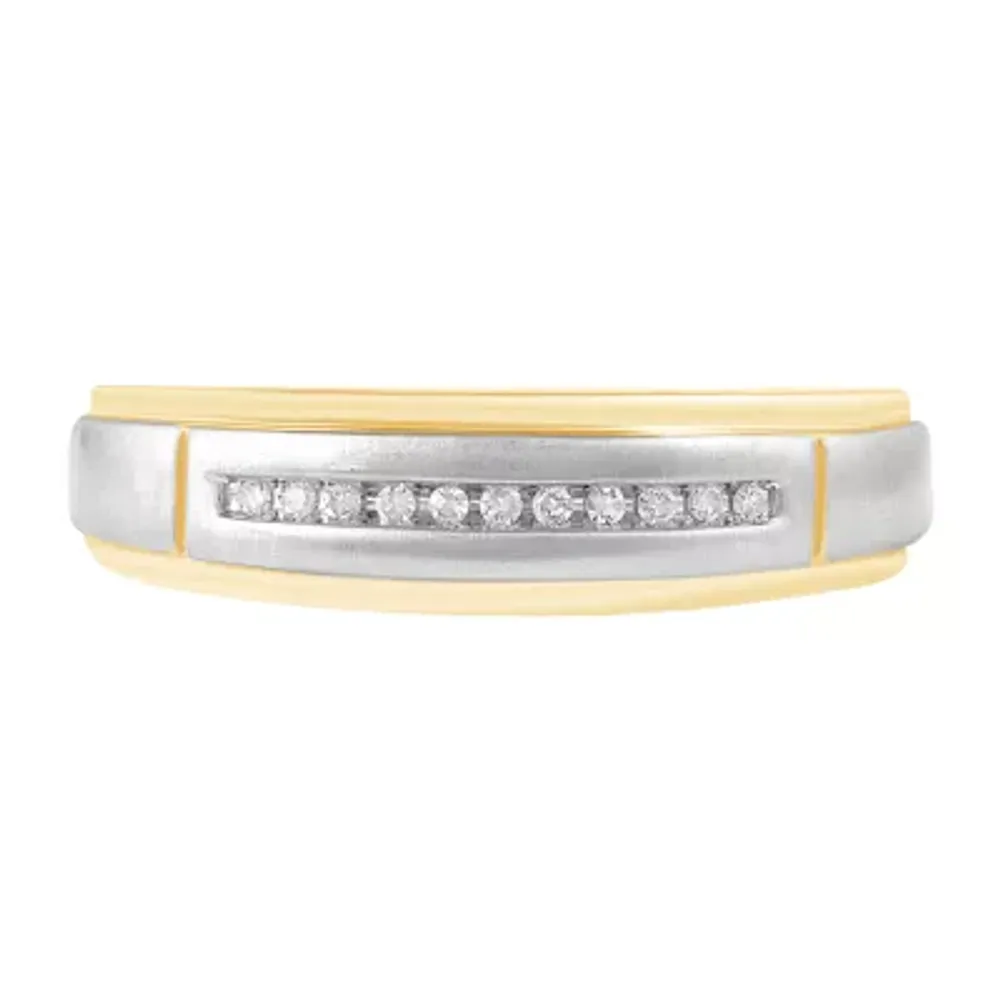 Mens 1/6 CT. T.W. Natural Diamond 10K Gold Wedding Band