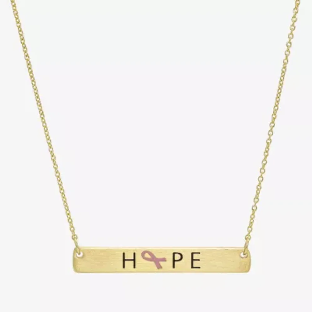 Sparkle Allure Breast Cancer Awareness Womens 14K Gold Over Brass Rectangular 16 Inch Pendant Necklace