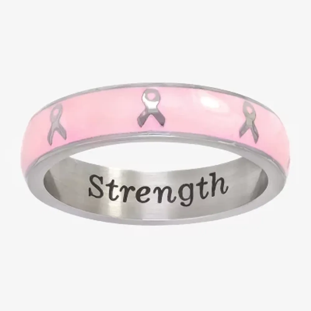 Sparkle Allure Breast Cancer Awareness Womens 5MM Stainless Steel Band