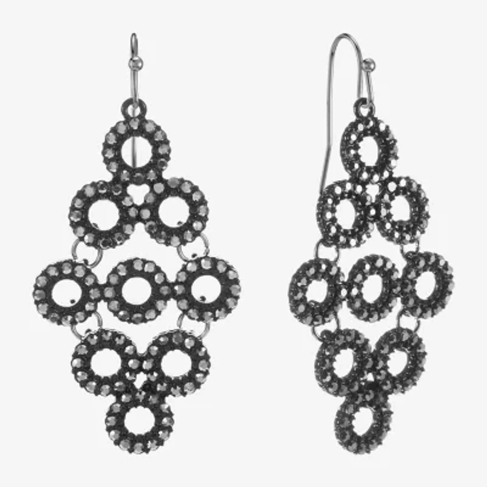 Mixit Black Womens Black Chandelier Earrings