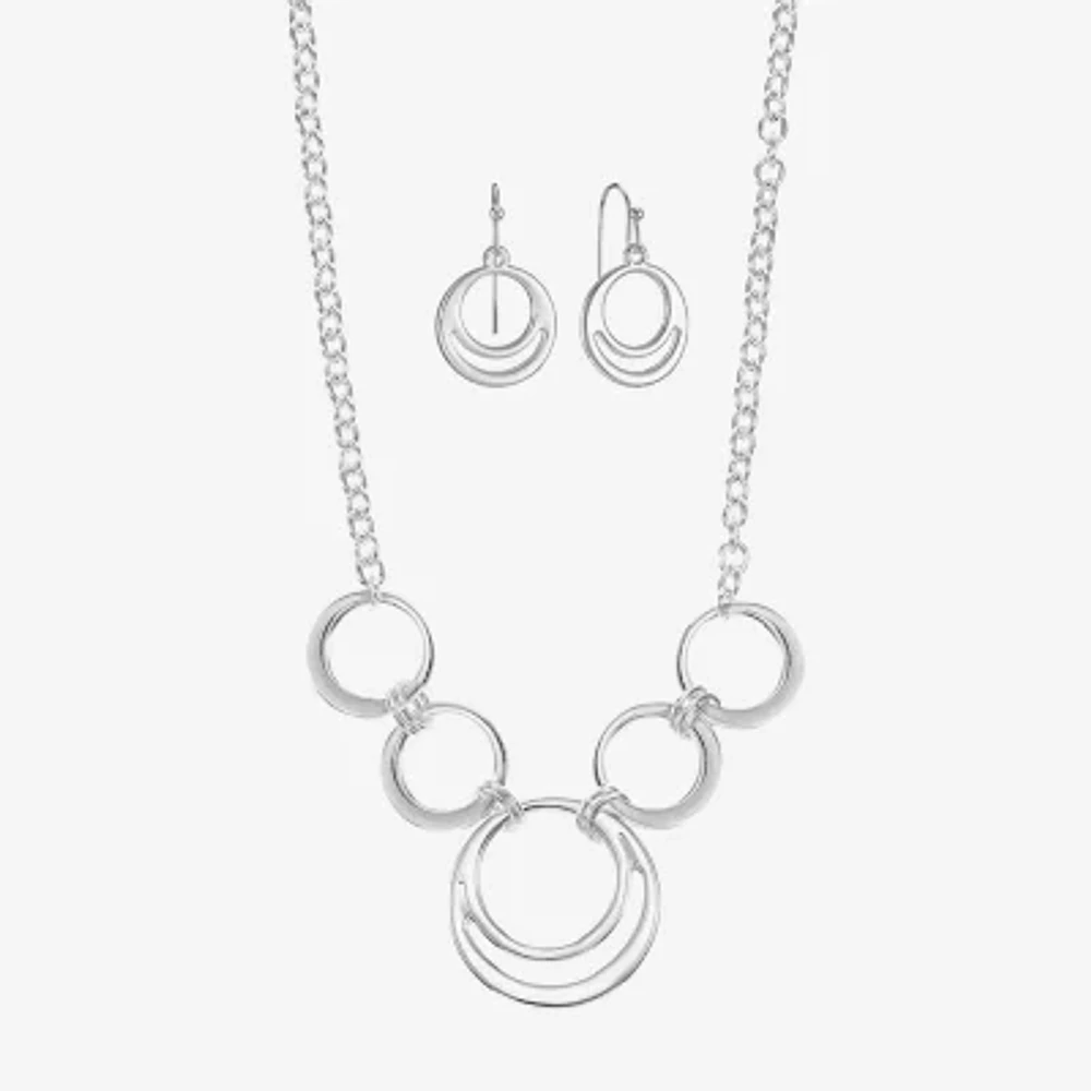 Liz Claiborne Circle Collar Necklace And Drop Earring Womens 2-pc. Jewelry Set
