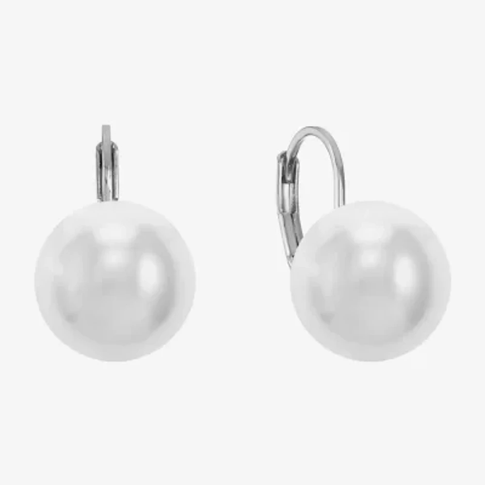 Monet Jewelry Huggie Womens Simulated Pearl Drop Earrings