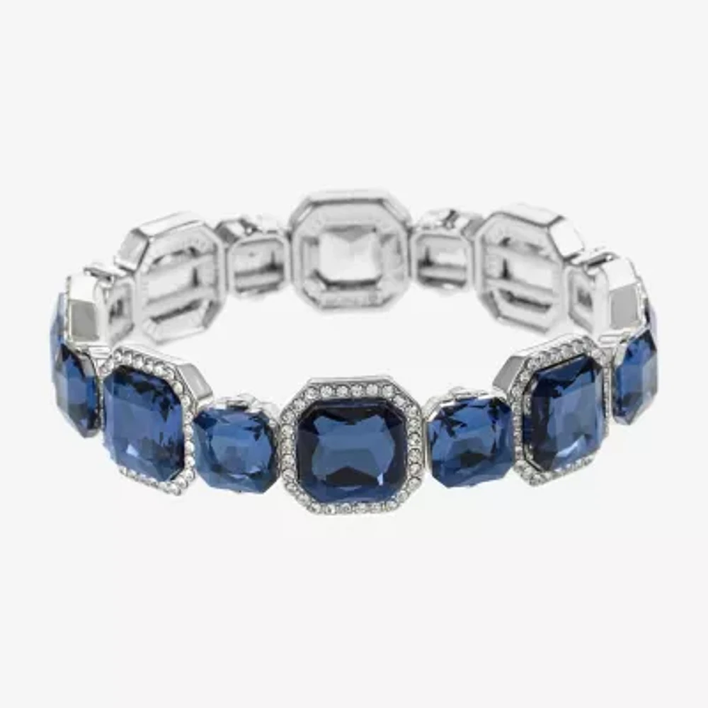 Monet Jewelry Silver Tone Womens Blue Square Stretch Bracelet