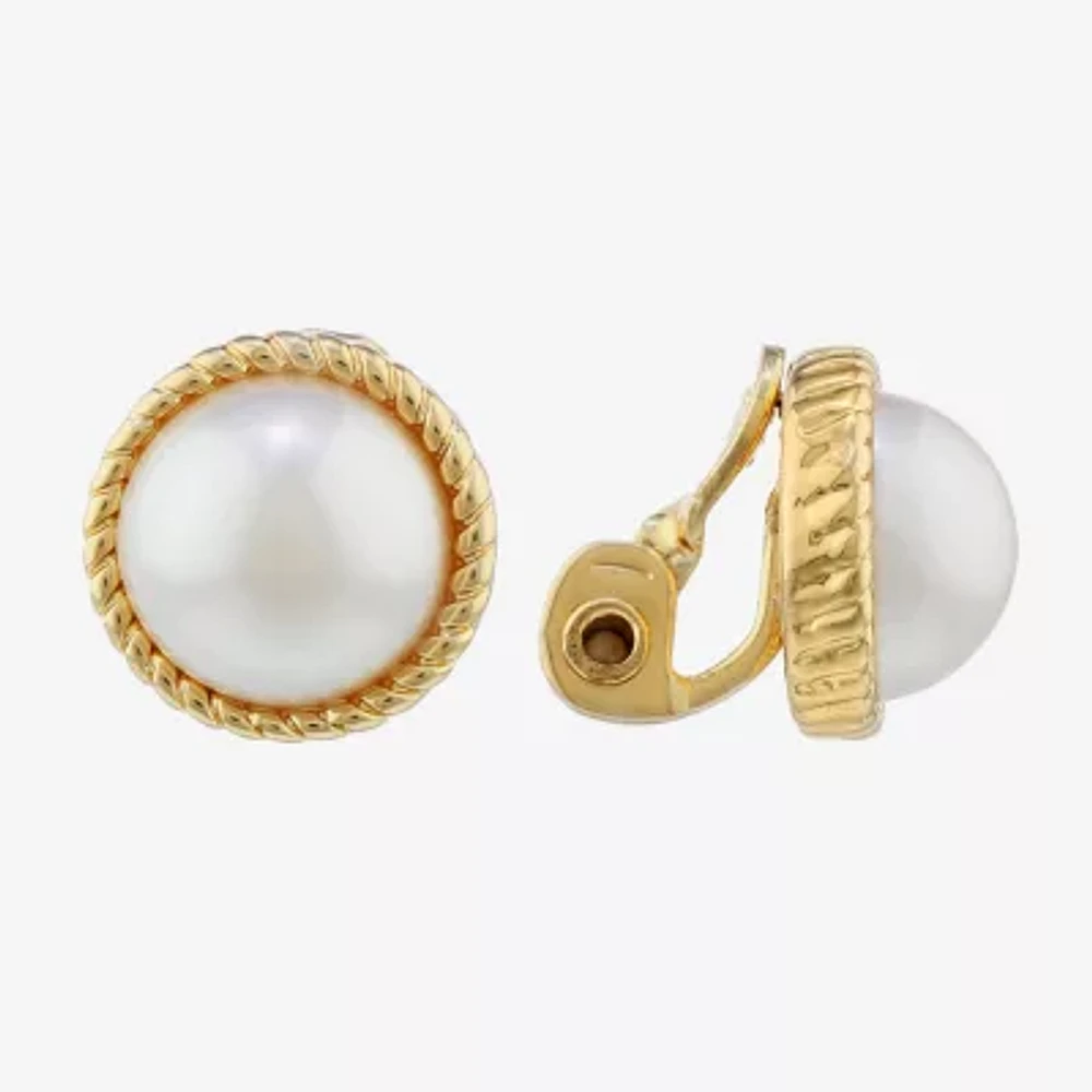 Monet Jewelry Womens Simulated Pearl Clip On Earrings